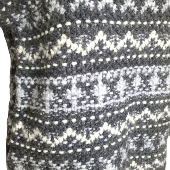 LOFT Womens Sweater SZ S Wool Alpaca Knit Fair Isle Gray Oversize Stretchy - Picture 6 of 8